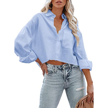 Cropped Button Down Shirt for Women - Stylish & Versatile