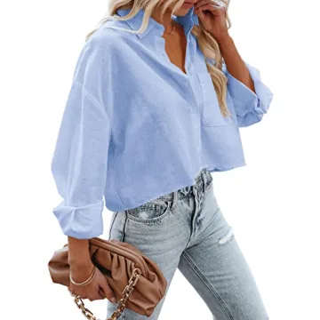 Cropped Button Down Shirt for Women - Stylish & Versatile