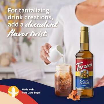 Torani Classic Caramel Syrup for Drinks, Pump Included