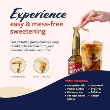 Torani Classic Caramel Syrup for Drinks, Pump Included