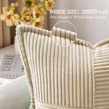 MIULEE Cream Corduroy Pillow Covers - Soft, Textured Set of 2 for Any Decor