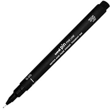 Uni Pin Fineliner Drawing Pen Set of 9 Black Ink with Different Nibs