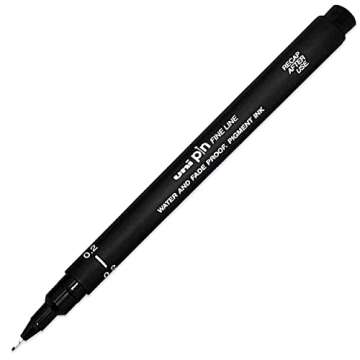 Uni Pin Fineliner Drawing Pen Set of 9 Black Ink with Different Nibs