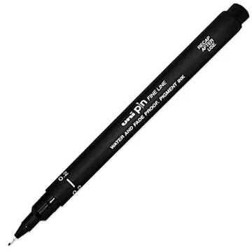 Uni Pin Fineliner Drawing Pen Set of 9 Black Ink with Different Nibs