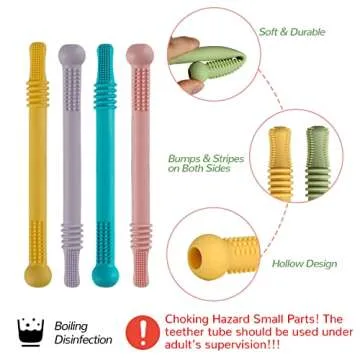 Hollow Teether Tubes for Infants - Safe & Durable Chew Toys