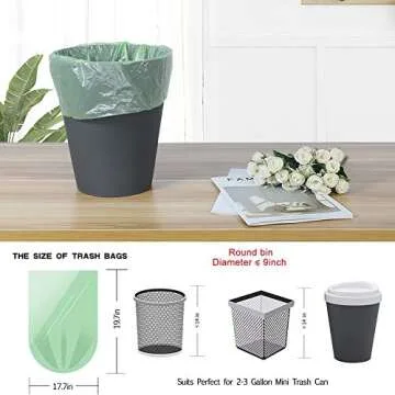 Small Garbage Bags 2.6 Gallon Biodegradable Trash Bags for Bathroom Office, Recycling Eco-Friendly Trash Can Liner with Strong Tear & Leak Resistant, Green, 80 Cts