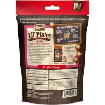 Merrick Lil’ Plates Grain Free Small Dog Treats, Natural Training Treats For Small Dogs, Bitty Beef Recipe - 5 oz. Pouch