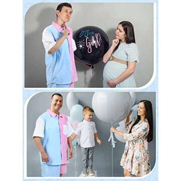 Haull Shirt Tops and Colorblock Shorts Set Gender Reveal Outfit Mens Gender Reveal Shirt Pink and Blue Button Down Shirt Men