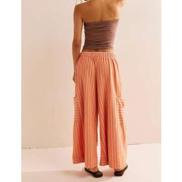 Stylish Bankeng Women's Striped Palazzo Pants with Pockets