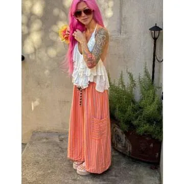 Stylish Bankeng Women's Striped Palazzo Pants with Pockets