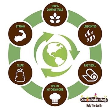 Second Nature Bags - 10L Certified Compostable Kitchen Waste, 100 Count
