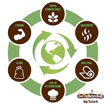 Second Nature Bags - 10L Certified Compostable Kitchen Waste, 100 Count