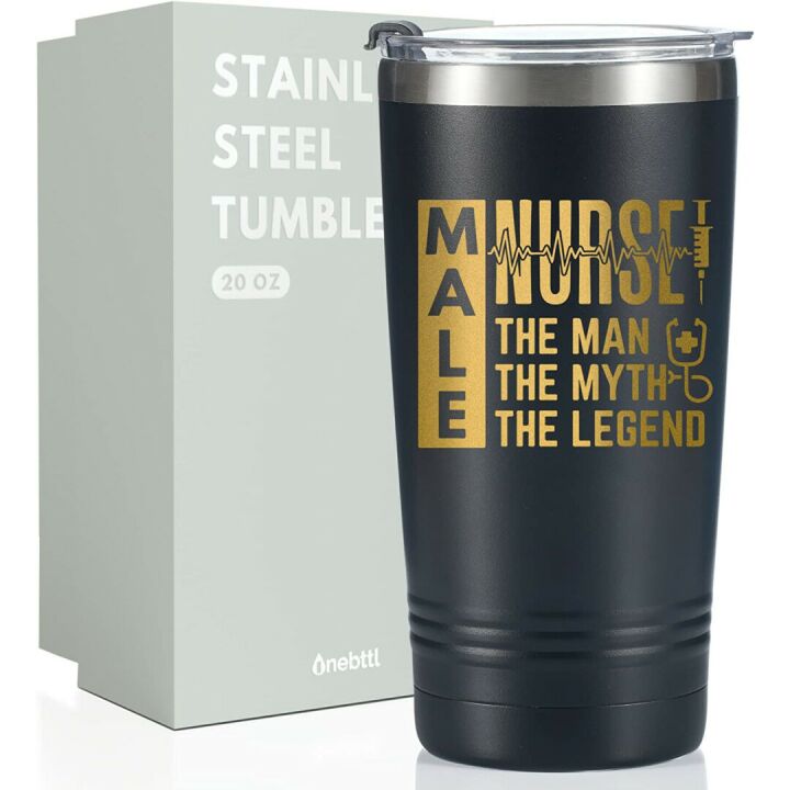 Onebttl Male Nurse Gifts - Black Gold Tumbler