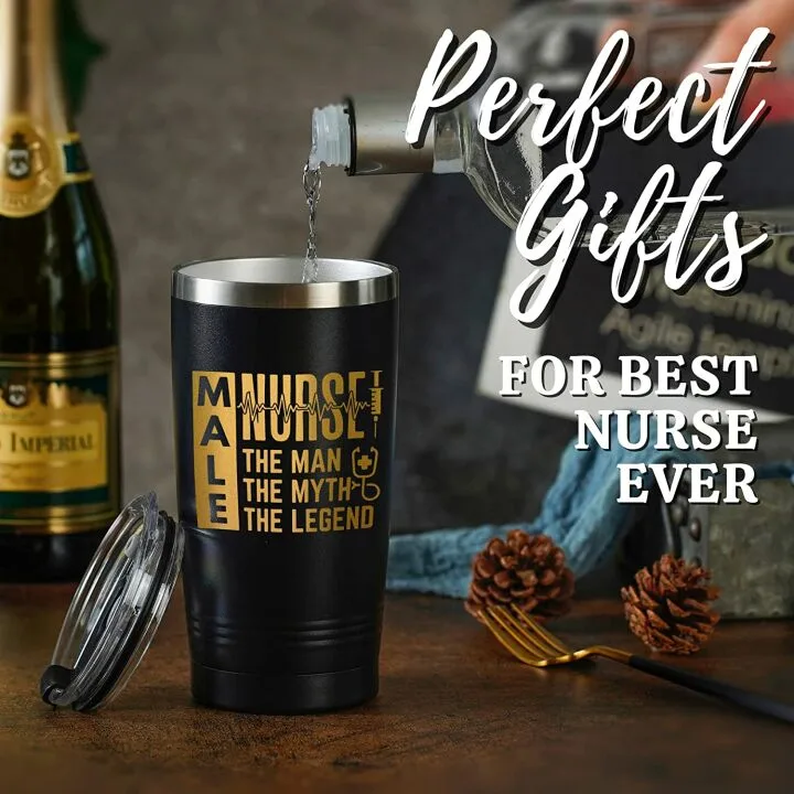 Onebttl Male Nurse Gifts - Black Gold Tumbler