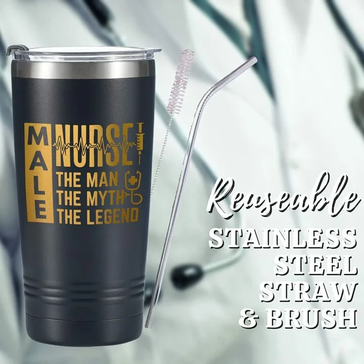 Onebttl Male Nurse Gifts - Black Gold Tumbler