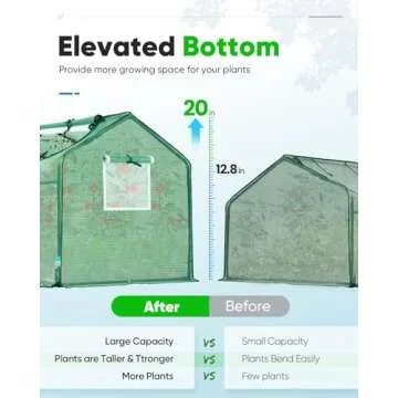 Quictent Portable Mini Cloche Greenhouse w/ Elevated Bottom, Large U-Shaped Zipper Mesh Door & 2 Side Screen Window Waterproof UV-Resistant Hot House for Indoor Outdoor, 95" x 36" x 36" (Green)