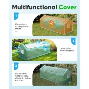 Quictent Portable Mini Cloche Greenhouse w/ Elevated Bottom, Large U-Shaped Zipper Mesh Door & 2 Side Screen Window Waterproof UV-Resistant Hot House for Indoor Outdoor, 95" x 36" x 36" (Green)