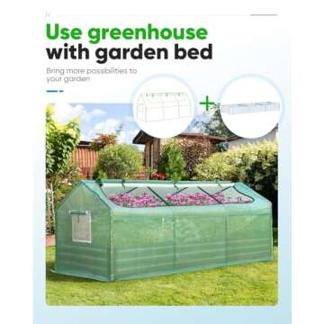 Quictent Portable Mini Cloche Greenhouse w/ Elevated Bottom, Large U-Shaped Zipper Mesh Door & 2 Side Screen Window Waterproof UV-Resistant Hot House for Indoor Outdoor, 95" x 36" x 36" (Green)