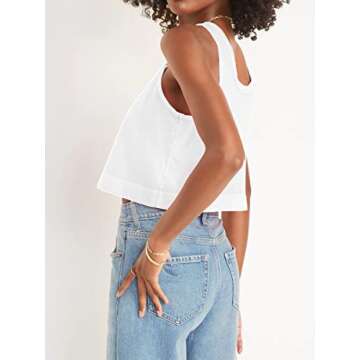 Aoysky Womens Cotton Crop Tops Casual Loose Tank Top Sleeveless Basic Cropped Athletic Yoga Workout Shirt White