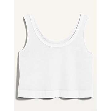 Aoysky Womens Cotton Crop Tops Casual Loose Tank Top Sleeveless Basic Cropped Athletic Yoga Workout Shirt White