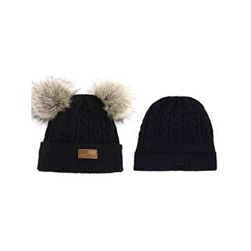 Century Star Baby Pom Pom Beanie Winter Knit Hat Caps Toddler Warm Hats Baby Ski Cap Infant Beanies for Girls White&Dark Pink&Khaki&Light Pink&Wine Red One Size