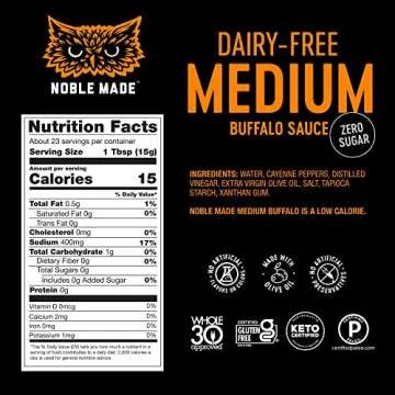 Noble Made Buffalo Dipping & Wing Sauce, Whole30 Approved, Paleo, Keto, Vegan, Gluten and Dairy Free...