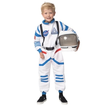 Spooktacular Creations Halloween Child Unisex Astronaut Costume, White Blue NASA Pilot Jumpsuit with...