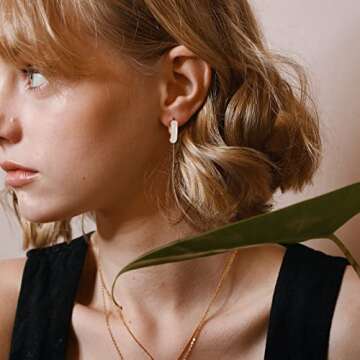 Lourny Small Hoop Earrings for Women, 18K Gold Plated Hypoallergenic Cute Enamel Huggie Earring Gift...