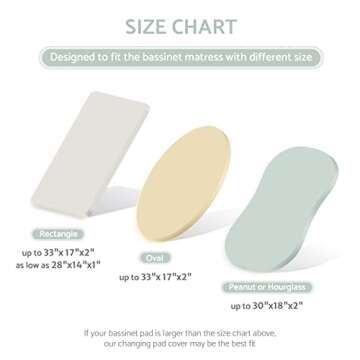 Blissful Diary Muslin Bassinet Sheets for Baby Girls Boys, Boho Soft Cotton Fitted for Oval Hourglass Rectangle Mattress, 2 Pack(Roman Green&Leaf)