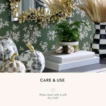 MACKENZIE-CHILDS Decorative Acorns, Resin Acorn Fall Decor for Kitchen and Home, Set of 2, Brown-and-White Mocha Check