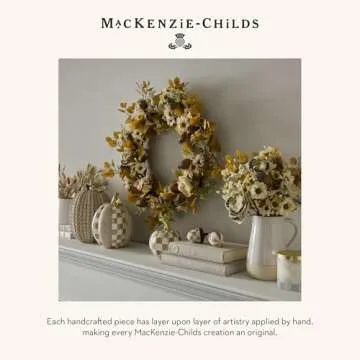 MACKENZIE-CHILDS Decorative Acorns, Resin Acorn Fall Decor for Kitchen and Home, Set of 2, Brown-and-White Mocha Check