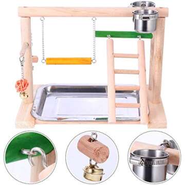 WYunPets Bird Gym Stand with Toys and Seed Cups