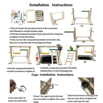 WYunPets Bird Gym Stand with Toys and Seed Cups