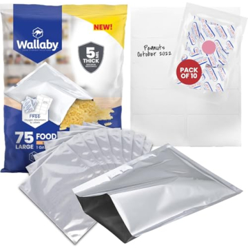 75x Wallaby 1-Gallon Mylar Bag Bundle - (5 Mil - 10" x 14") Mylar Bags, 80x 400cc Oxygen Absorbers, ...
