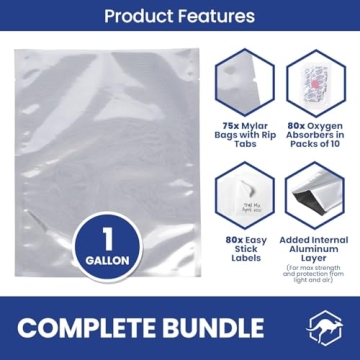 Wallaby 75x Mylar Bag Bundle for Long Term Food Storage