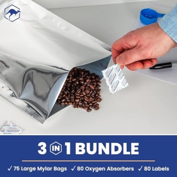 Wallaby 75x Mylar Bag Bundle for Long Term Food Storage