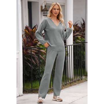 AOHITE Women’s Knit Sweater Pajamas Set Comfy Loungewear