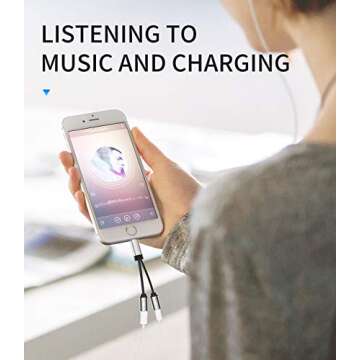 Apple MFI Certified Headphone Adapter Lightning to Audio Jack Charger Extender Earphone Charging Splitter Compatible with Iphone 11 12mini pro max xs xr x se2 7 8plus for Ipad Air Cord Cable Converter