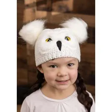 Harry Potter Hedwig Owl Pom Knit Beanie Hat for Toddlers White