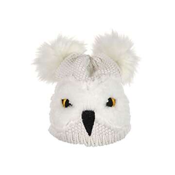 Harry Potter Hedwig Owl Pom Knit Beanie Hat for Toddlers White