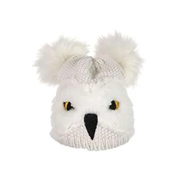 Harry Potter Hedwig Owl Pom Knit Beanie Hat for Toddlers White