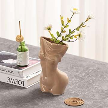 Feminine Body Vases,Feminine Curve Vases,Unique Undressing Look,Decorative Vases, Creative Floral Vases,Ceramic Vases for Modern Bohemian Home Decoration