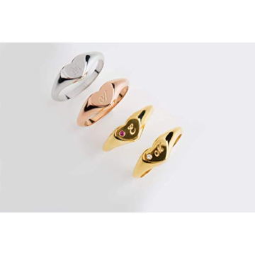 Elegant Heart-shaped Solid Gold Ring for Women