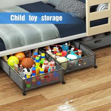 Durable BIETCR Under Bed Storage with Wheels - Organize!