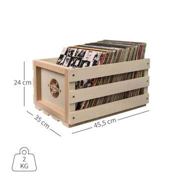 Crosley AC1004A-NA Record Storage Crate Holds up to 75 Albums, Natural