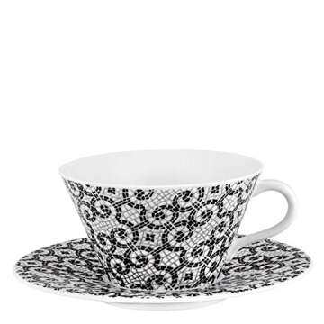 Vista Alegre Porcelain Portuguese Cobblestone Tea Cups & Saucers Set of 2