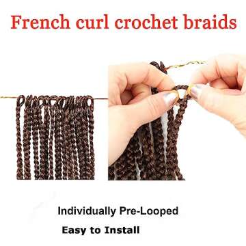 Stylish 8 Packs French Curl Crochet Braids for Women