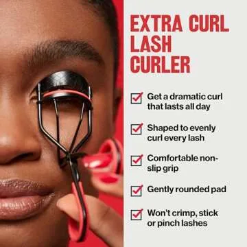 Revlon Extra Curl Lash Curler, Gives an All Day Dramatic Eyelash Look, with Non-Slip Finger Grips, Easy to Use, 1 Count