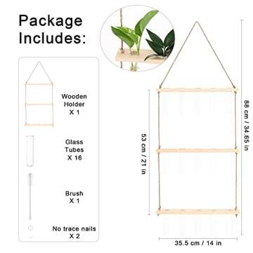 ONEPENG Propagation Stations,3 Tiered of Propagation Tubes with Wooden Stand,Mini Glass Test Tubes Vase,Gardening Gift for Women Plant Lover,Plant Terrarium for Hydroponic Home Office Décor