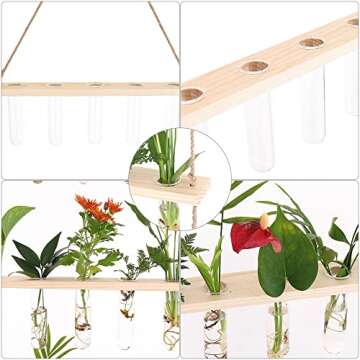 ONEPENG Propagation Stations,3 Tiered of Propagation Tubes with Wooden Stand,Mini Glass Test Tubes Vase,Gardening Gift for Women Plant Lover,Plant Terrarium for Hydroponic Home Office Décor
